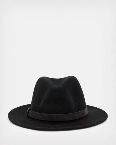 AllSaints Bronson Wide Brim Wool Fedora Hat - Black