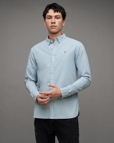 AllSaints Kilburn Ramskull Shirt Cardigan in Gray for Men | Lyst