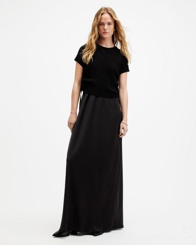AllSaints Hayes 2-in-1 Maxi Dress, - Black