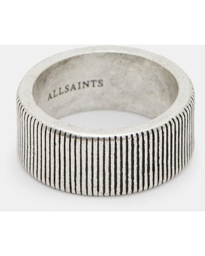 AllSaints Rory Sterling Silver Textured Ring - White