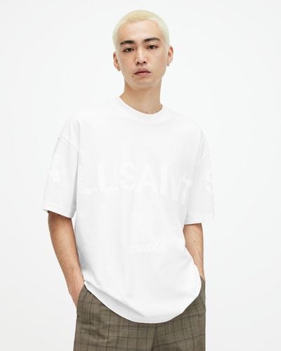 AllSaints biggy Oversized Logo Print T-shirt - White