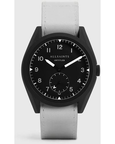 AllSaints Untitled Iv Stainless Steel Leather Watch - White