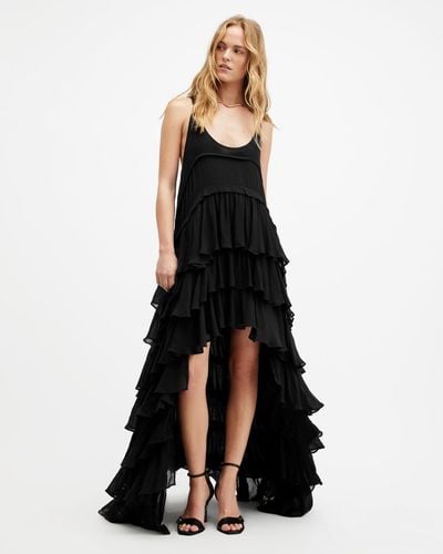 AllSaints Cavarly Tiered Ruffle Maxi Dress - Black