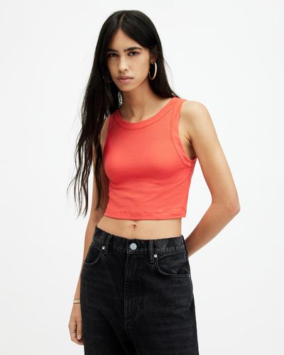 AllSaints Rina Sleeveless Cropped Tank Top - Red