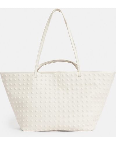 AllSaints Hannah Leather Studded Tote Bag - White