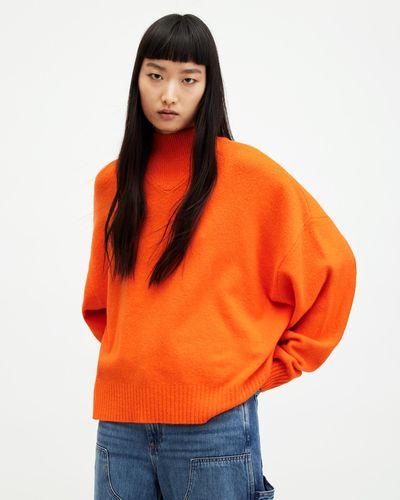 AllSaints Asha Soft Fluffy Jumper - Orange
