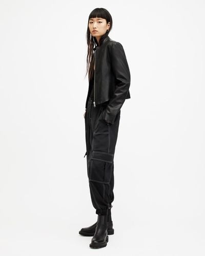 AllSaints Fran High Rise Tapered Cargo Trousers - Black