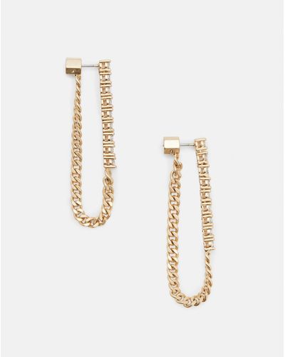 AllSaints Della Crystal Curb Chain Earrings - White