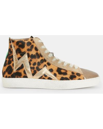 AllSaints Tundy Bolt Leopard-print Leather High-top Trainers - Natural