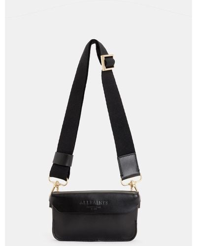 AllSaints Zoe Leather Adjustable Crossbody Bag, - Black