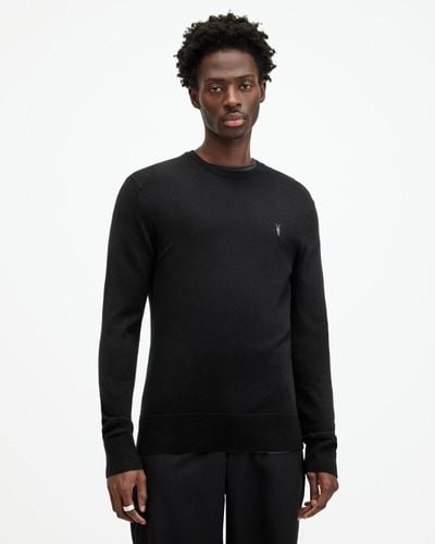 AllSaints Mode Merino Crew Neck Ramskull Sweater - Black