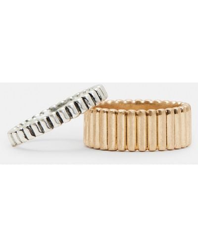 AllSaints Darcy Two Tone Ring Set - Natural