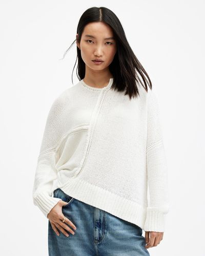 AllSaints Lock Slub Asymmetric Relaxed Fit Sweater, - White
