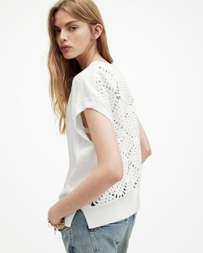 AllSaints Marti Crochet Sleeveless Tank Top - White