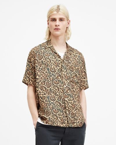 AllSaints Leo Paisley Relaxed Fit Shirt, - Natural