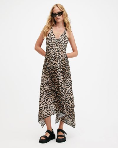 AllSaints Lil Leopard Print Asymmetric Maxi Dress, - Multicolor
