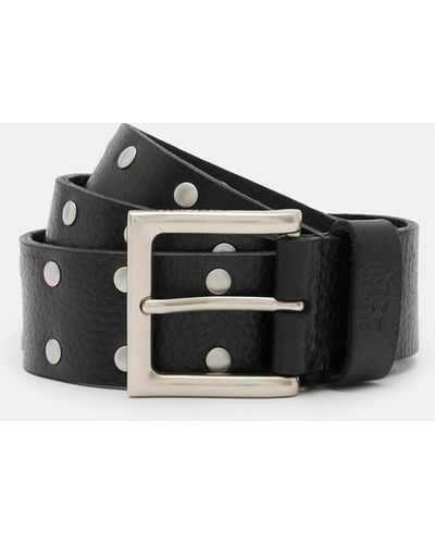 AllSaints Carver Studded Leather Belt - Black