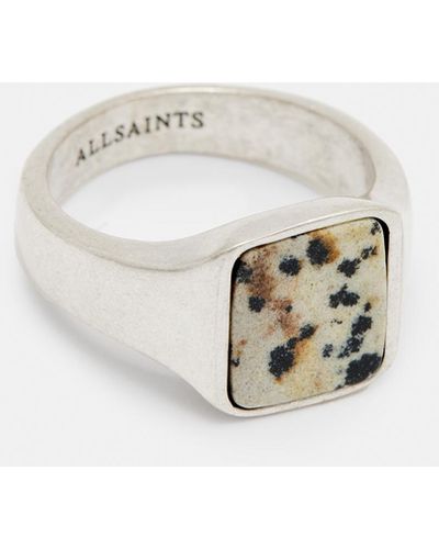 AllSaints Monte Stone Sterling Silver Ring, - White