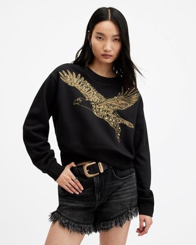 AllSaints Flite Separo Sequin Eagle Sweatshirt, - Black