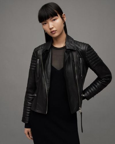 AllSaints Leoni Slim-fit Leather Biker Jacket - Black
