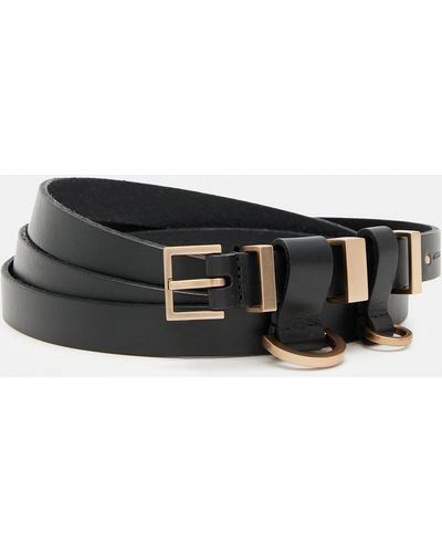 AllSaints Ursa Leather Double Wrap Belt, - White