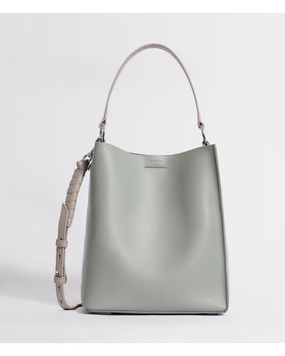 AllSaints Voltaire Leather North South Tote Bag - Gray