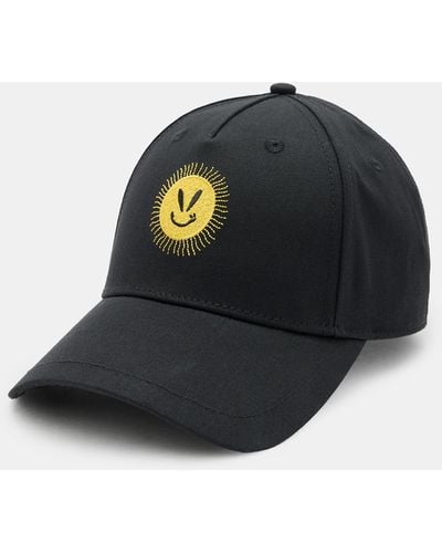 AllSaints Sun Smirk Embroidered Baseball Cap - Black