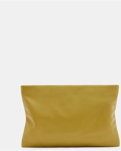 AllSaints Bettina Leather Clutch Bag - Yellow