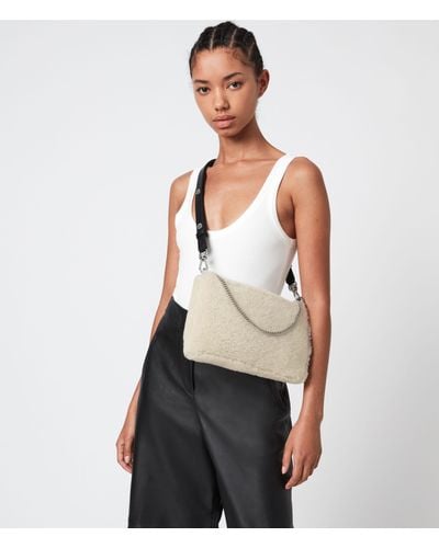 AllSaints Eve Shearling Crossbody Bag - Natural