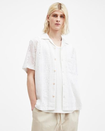 AllSaints Caleta Lace Relaxed Fit Shirt, - White