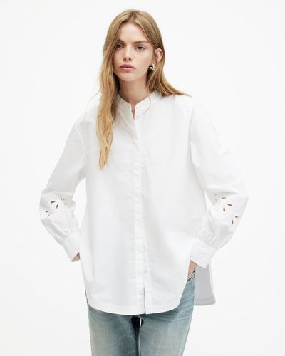 AllSaints Marcie Embroidered Val Relaxed Fit Shirt - White