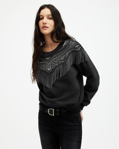 AllSaints Winona Jaine Embellished Sweatshirt, - Black