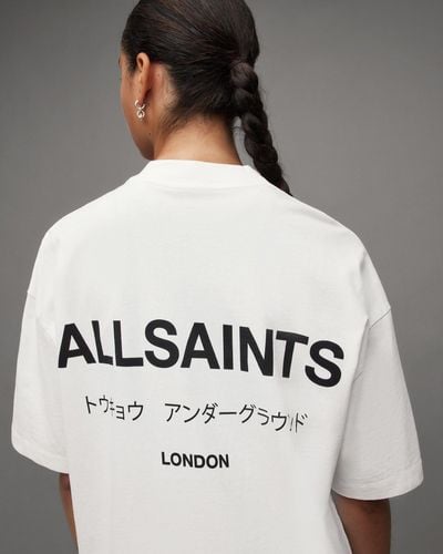 AllSaints Underground Oversized Crew T-shirt, - White