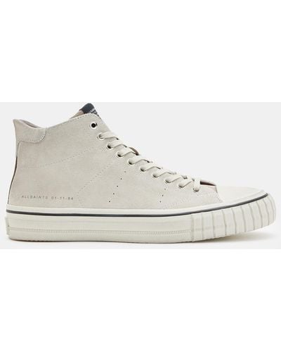AllSaints Lewis Lace Up Leather High Top Sneakers - White