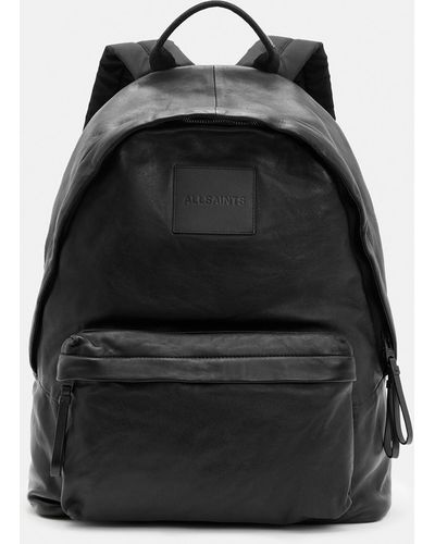 AllSaints Carabiner Embossed Logo Leather Backpack - Black