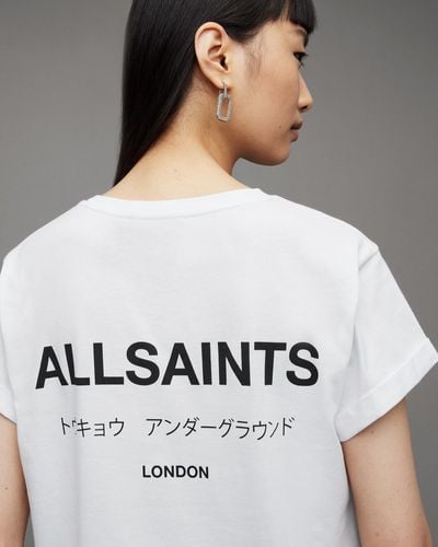 AllSaints Anna Crew Neck Underground Logo T-shirt - White