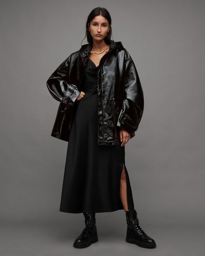 AllSaints Kelsie Shine Oversized Jacket, - Black