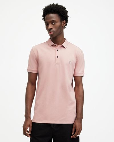 AllSaints Reform Short Sleeve Polo Shirt, - Pink