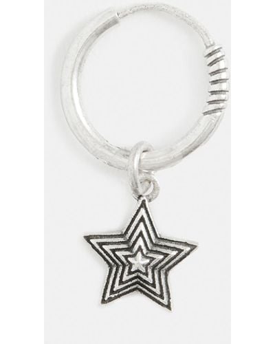 AllSaints Cosmo Star Sterling Silver Hoop Earring, - White