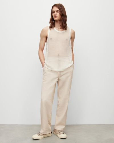 AllSaints Anderson Relaxed Open Mesh Vest Top - Natural
