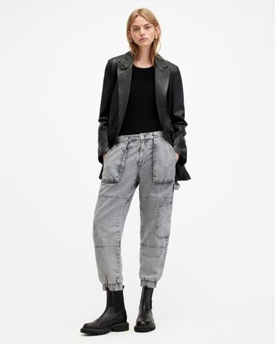 AllSaints Mila Denim Slim Fit Panelled Trousers - Black