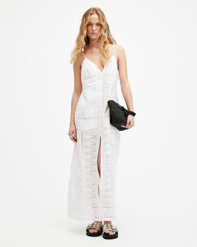 AllSaints Dahlia Embroidered Broderie Maxi Dress, - White