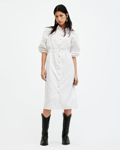 AllSaints Osa Denim Midi Dress, - White