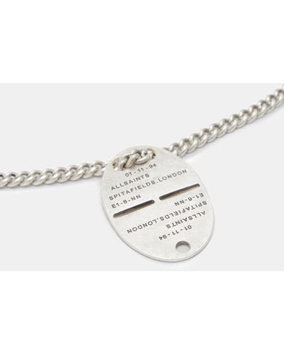 AllSaints Adyn Sterling Silver Dog Tag Necklace, - Natural