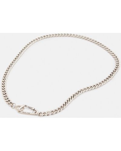 AllSaints Carabiner Sterling Silver Curb Necklace, - Natural