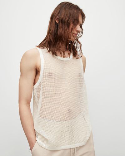 AllSaints Anderson Mesh Relaxed Fit Vest - Natural