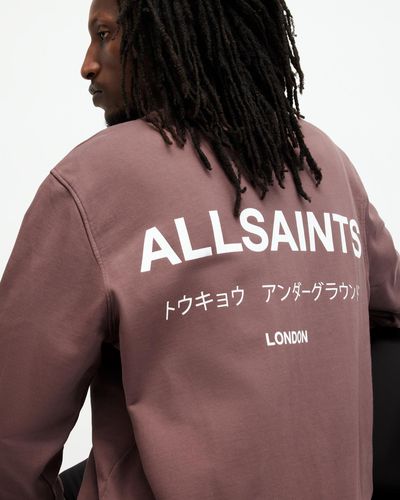 AllSaints Underground Oversized Crew Neck Sweatshirt - Brown