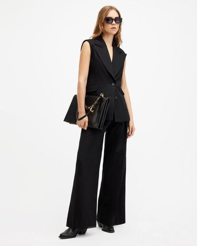 AllSaints Hally Relaxed Fit Wide Leg Trousers, - Black