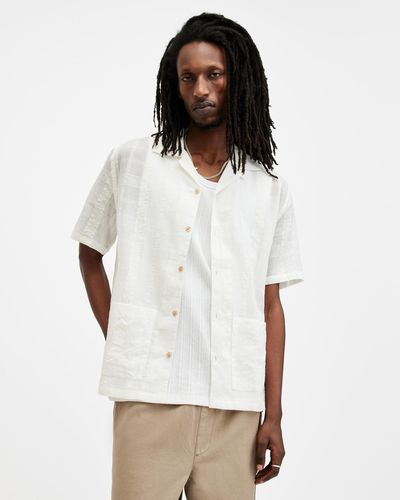 AllSaints Indio Checked Relaxed Fit Shirt - White
