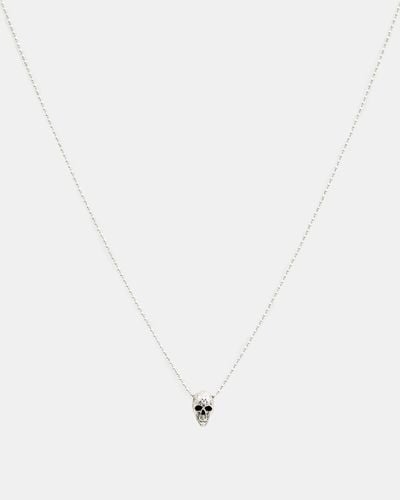 AllSaints Moonskull Sterling Silver Charm Necklace - White